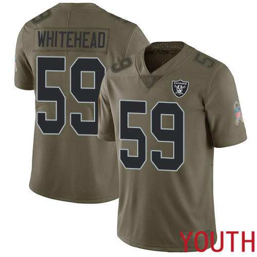 Oakland Raiders Limited Olive Youth Tahir Whitehead Jersey NFL Football #59 2017 Salute to Service Jersey